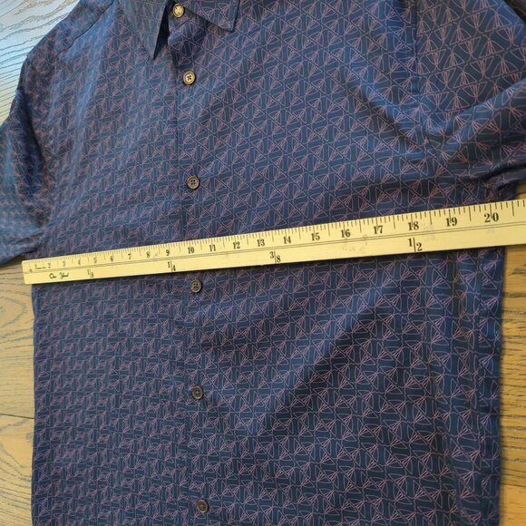 Ted Baker London Men’s Shirt 4 Sz L Blue Pink Matlock Moth print Button Front - Picture 9 of 15